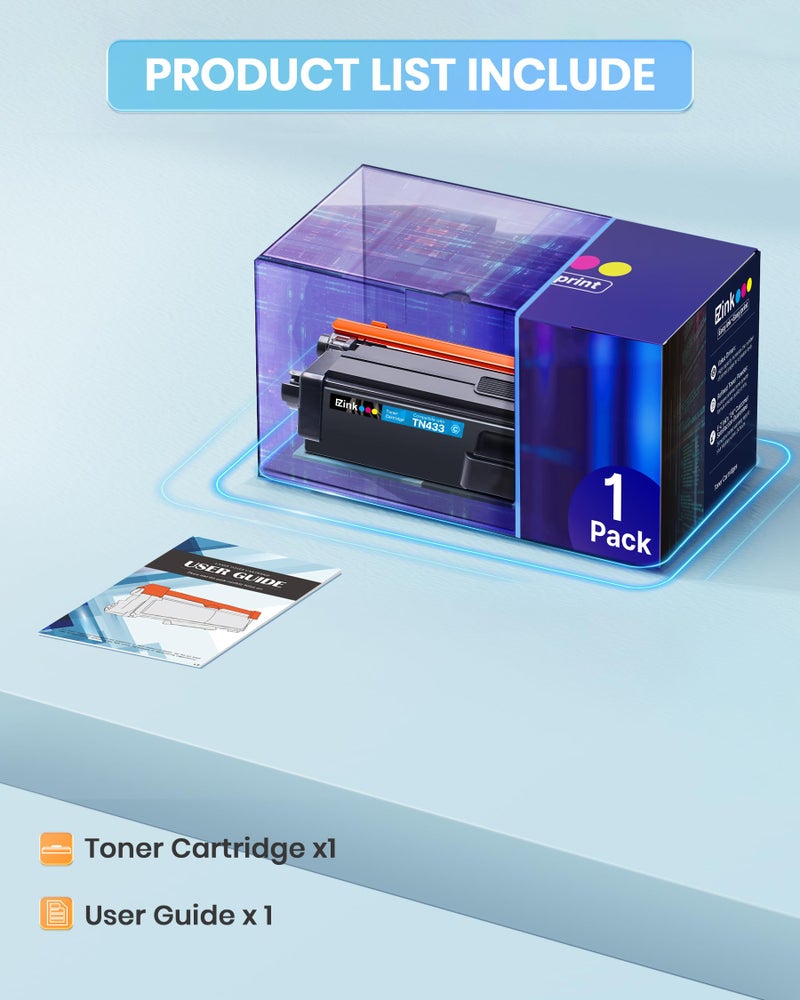 E-Z Ink Compatible Toner Cartridge Replacement for Brother TN-433 TN433 TN433bk TN431 Compatible with HL-L8260CDW HL-L8360CDW MFC-L8610CDW MFC-L8900CDW (1 Cyan, 1 Pack) - Image 4
